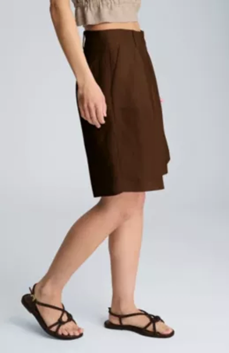 Fly Front High Rise Pleated Bermuda Short