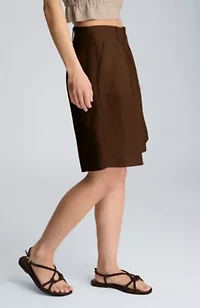 Fly Front High Rise Pleated Bermuda Short