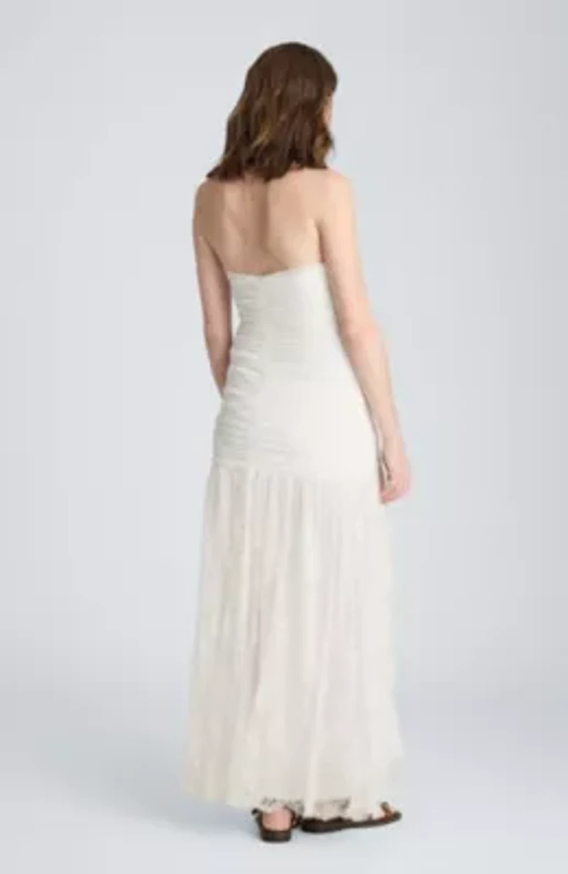 Strapless Mesh Maxi Dress