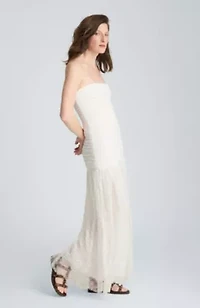 Strapless Mesh Maxi Dress
