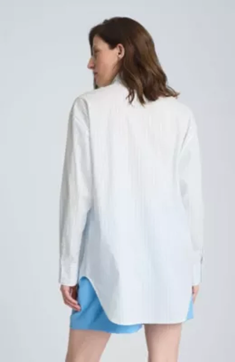Half Zip Front Paneled Long Sleeve Shirt