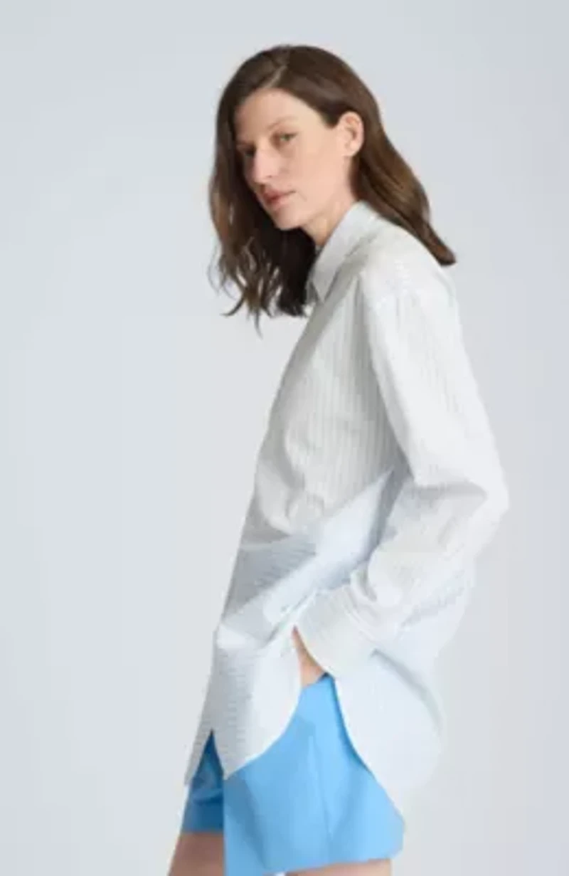Half Zip Front Paneled Long Sleeve Shirt