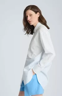 Half Zip Front Paneled Long Sleeve Shirt