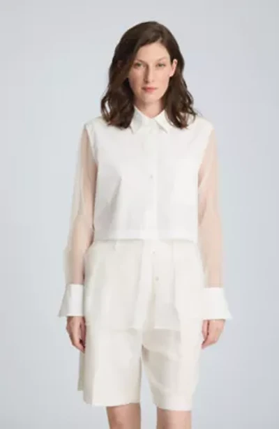 Long Sleeve Button Front Shirt with Body Overlay