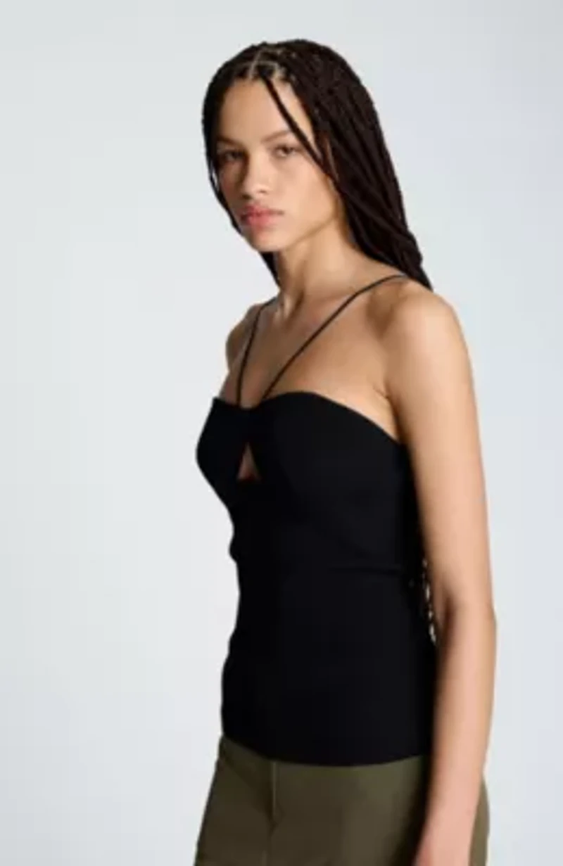 Ribbed Halter Sweater Tank
