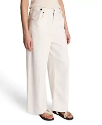 High Rise Fly Front Wide Leg Pant with Adjustable Waist
