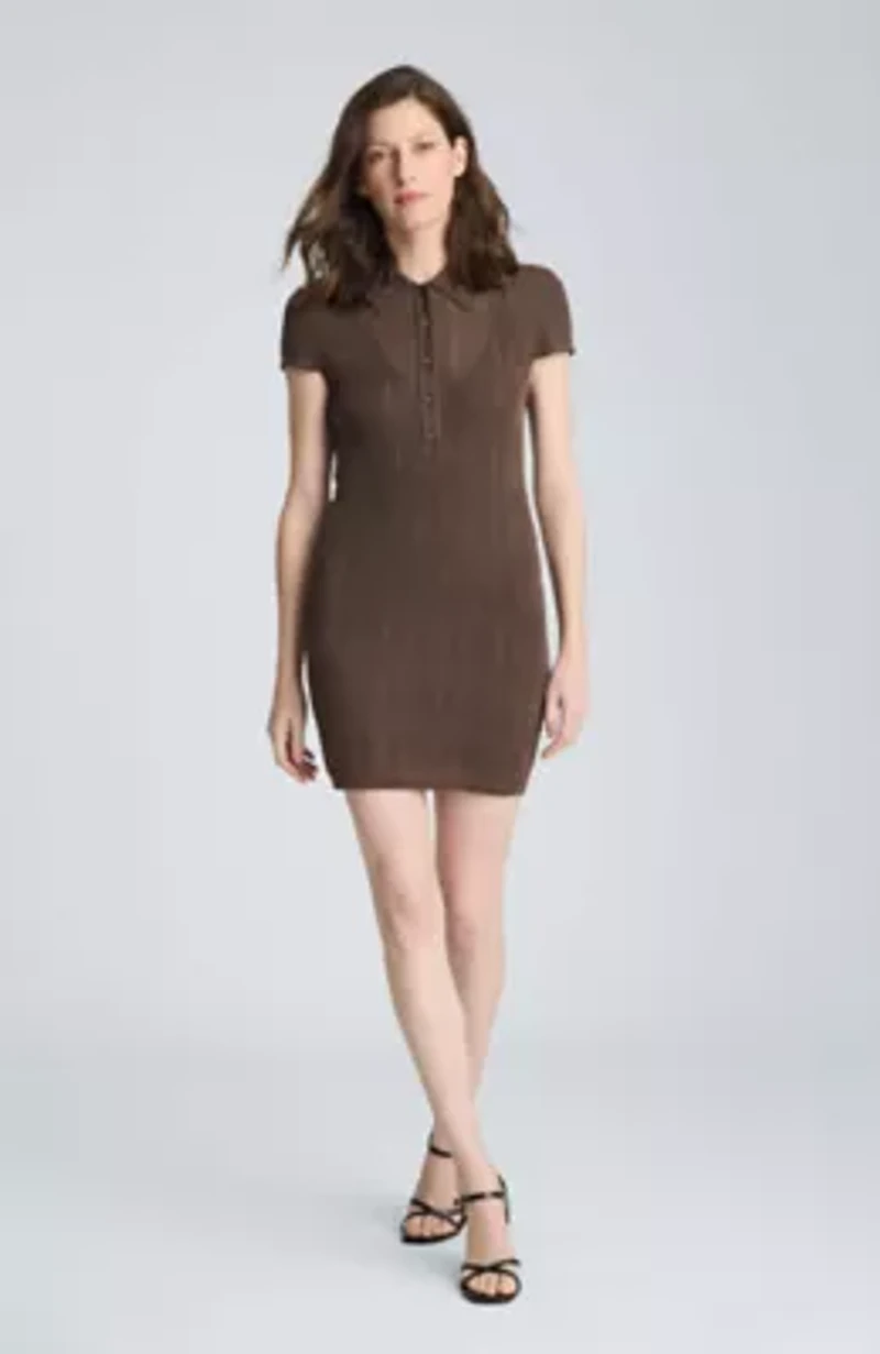 Polo Cap Sleeve Dress Varigated Rib with Slip