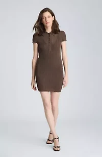 Polo Cap Sleeve Dress Varigated Rib with Slip