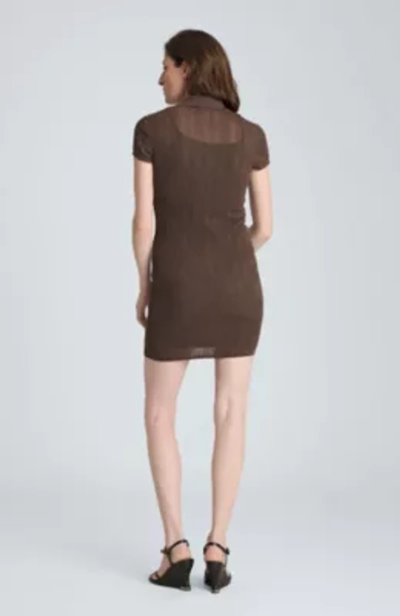 Polo Cap Sleeve Dress Varigated Rib with Slip