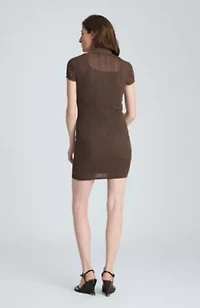 Polo Cap Sleeve Dress Varigated Rib with Slip