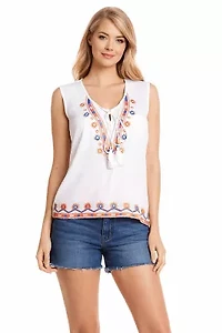 Women's Embroidered Top With Tassels