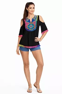 Women's Multi Pom Top