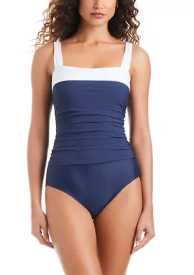 Colorblock Tummy Control One Piece Bathing Suit