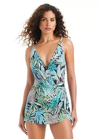 Surplice Swim Dress With Gold O-Ring Detail