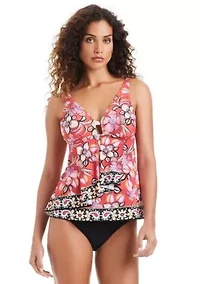Over-The-Shoulder Tankini With Front Cascade