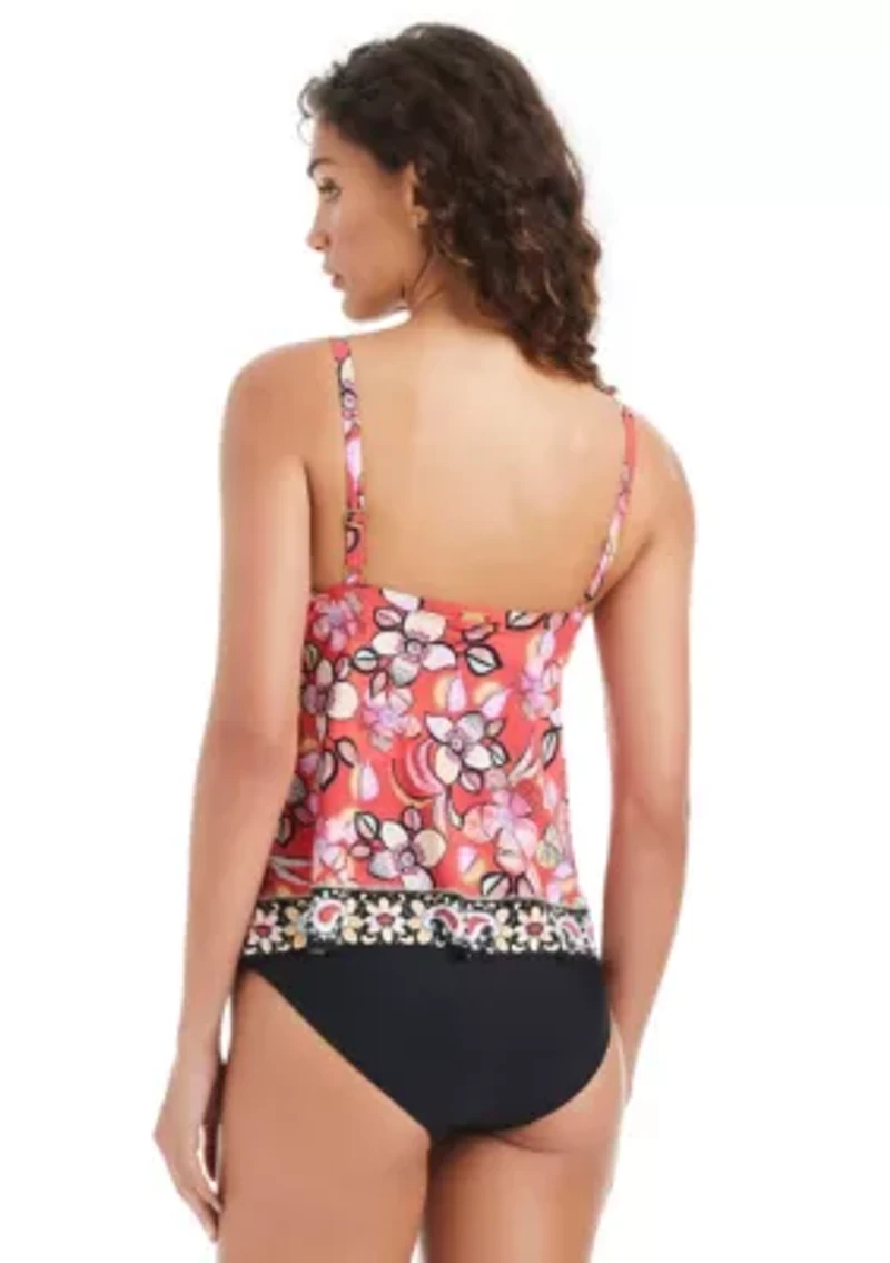 Over-The-Shoulder Tankini With Front Cascade