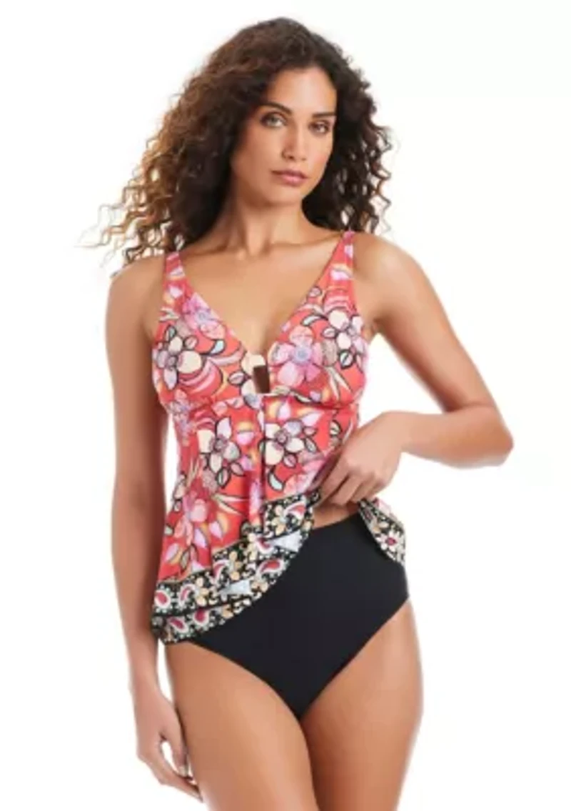 Over-The-Shoulder Tankini With Front Cascade
