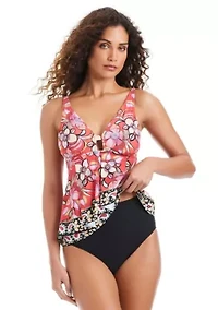 Over-The-Shoulder Tankini With Front Cascade