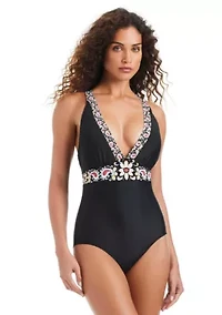 Over-The-Shoulder One-Piece Swimsuit With Back Tie