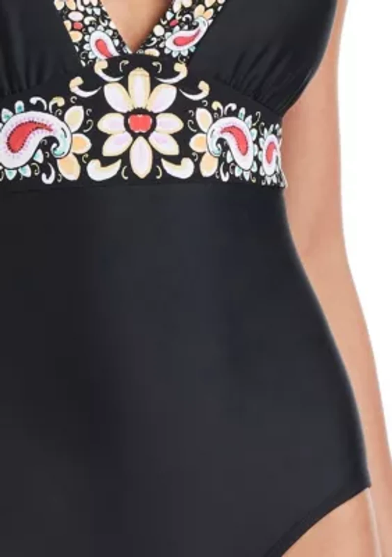 Over-The-Shoulder One-Piece Swimsuit With Back Tie