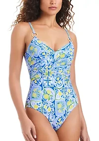 Women's Primo Lemons Draped One Piece Swimsuit
