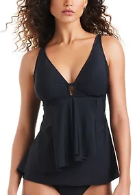 Women's Solid Essentials Cascade Tankini Top