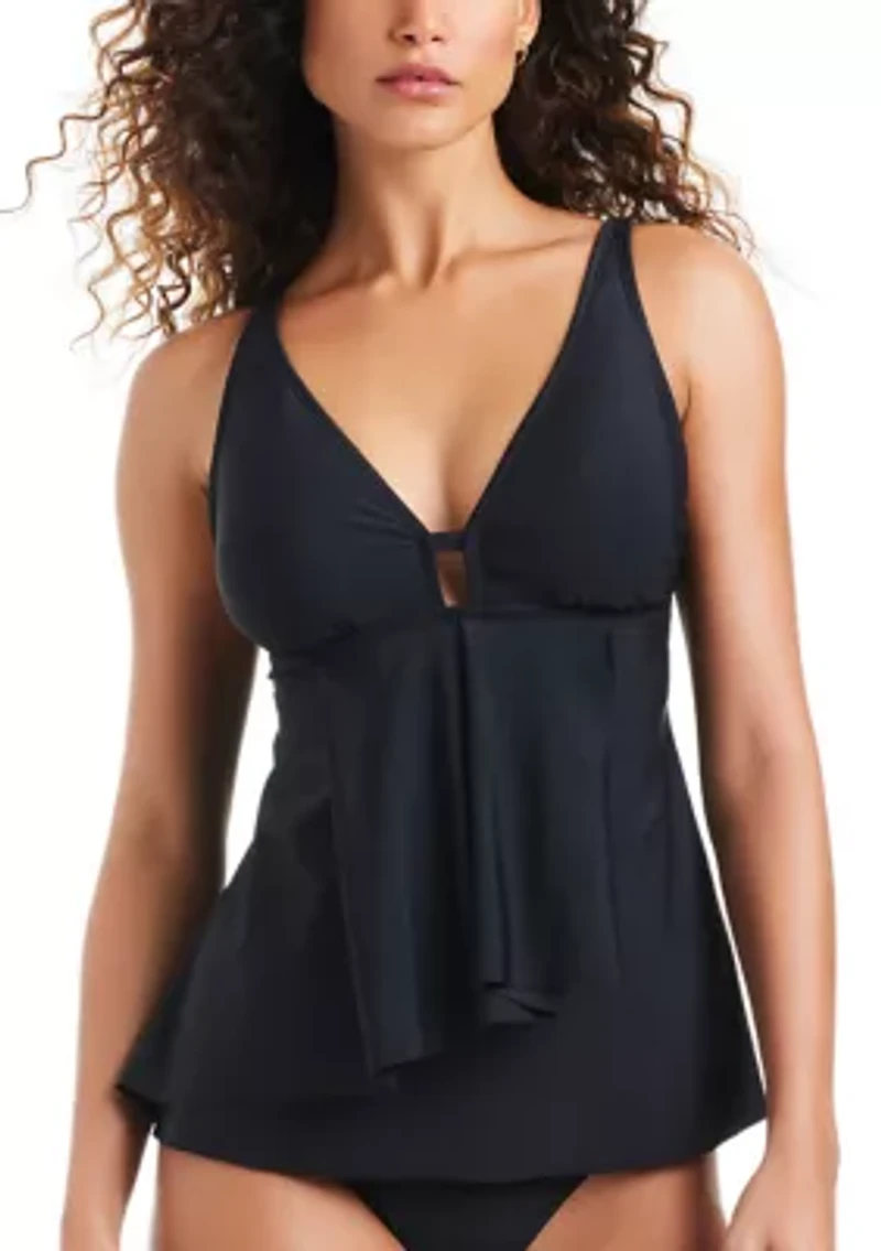 Women's Solid Essentials Cascade Tankini Top