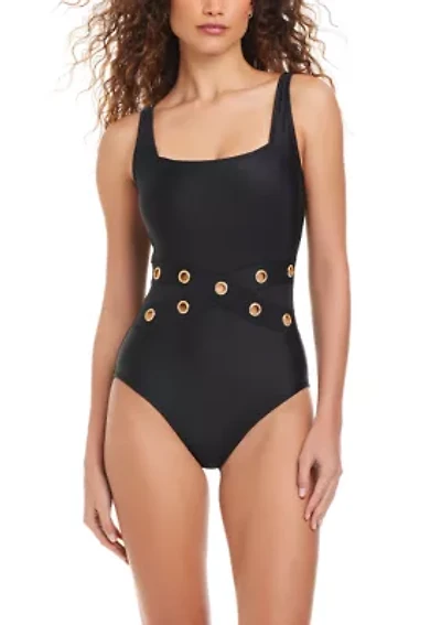 Mesh Cutout One Piece Bathing Suit