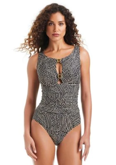 High-Neck One-Piece Swimsuit With 2 Gold O-Rings
