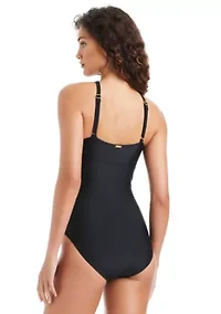 High-Neck Over-The-Shoulder One-Piece Swimsuit With CF Key Hole & Twist