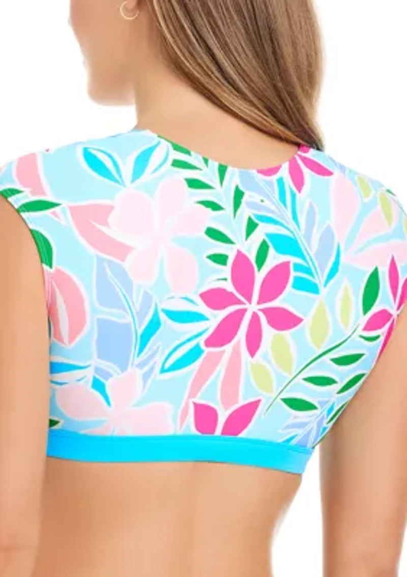 Bright Horizons Cap Sleeve Swim Top