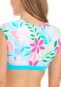 Bright Horizons Cap Sleeve Swim Top