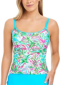 Dazzling Tropical Scoop Front Tankini
