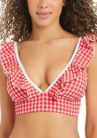 Women's Gingham Glow Ruffle Bikini Top