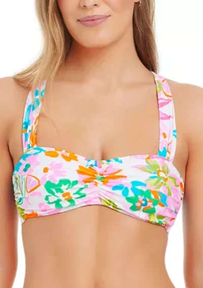 Women's Playing it Cool Shirred Bandeau Bra Swim Top
