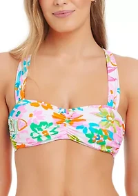 Women's Playing it Cool Shirred Bandeau Bra Swim Top