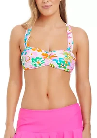 Women's Playing it Cool Shirred Bandeau Bra Swim Top