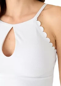 Women's High Neck Keyhole Piqué One Piece Swimsuit