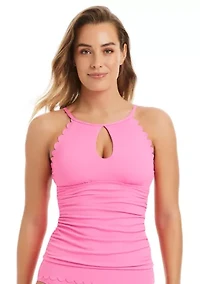 Pique High Neck Tankini Swim Top