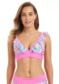 Superbloom Ruffle Neck Bra Swim Top