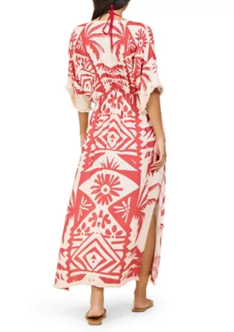 Women's Short Sleeve Tribal Oasis O-Ring Maxi Dress