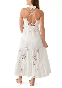 Sleeveless Ocean Eyelet Maxi Swim Coverup Dress