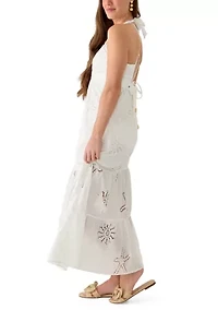Sleeveless Ocean Eyelet Maxi Swim Coverup Dress