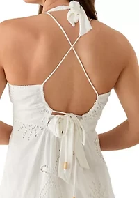 Sleeveless Ocean Eyelet Maxi Swim Coverup Dress