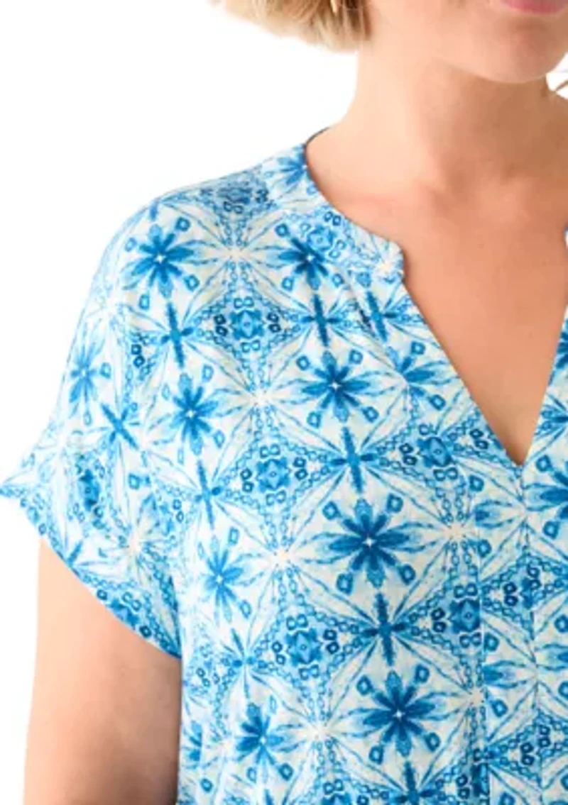 Plus Short Sleeve Split Neck Tiered Knit Dress