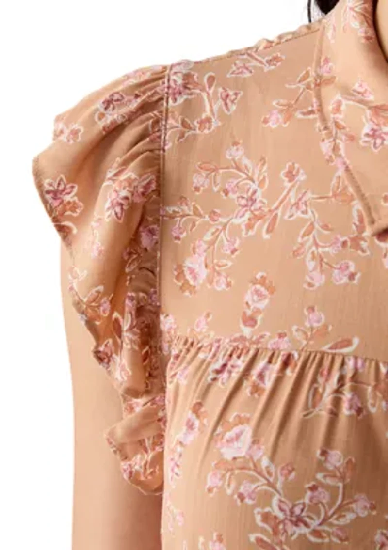 Plus Short Sleeve Tiered Woven Shirtdress