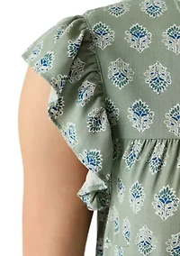 Plus Short Sleeve Tiered Woven Shirtdress