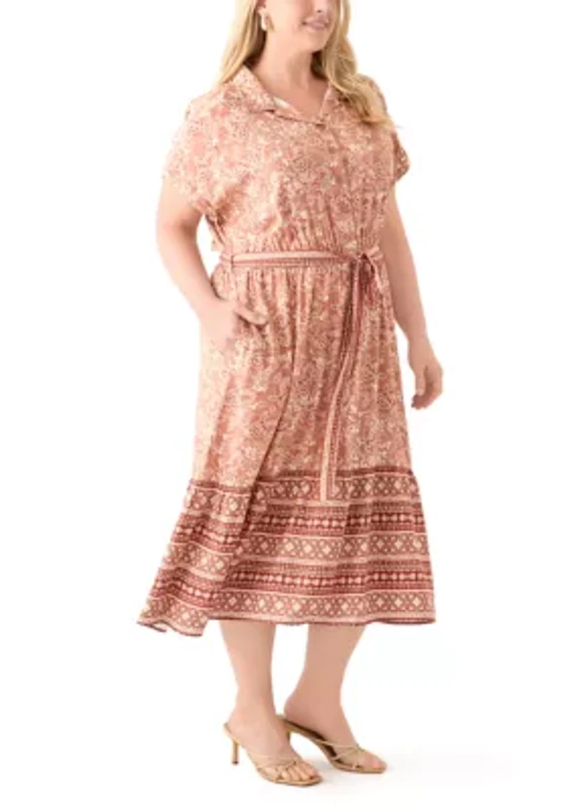 Plus Printed Shirt Dress