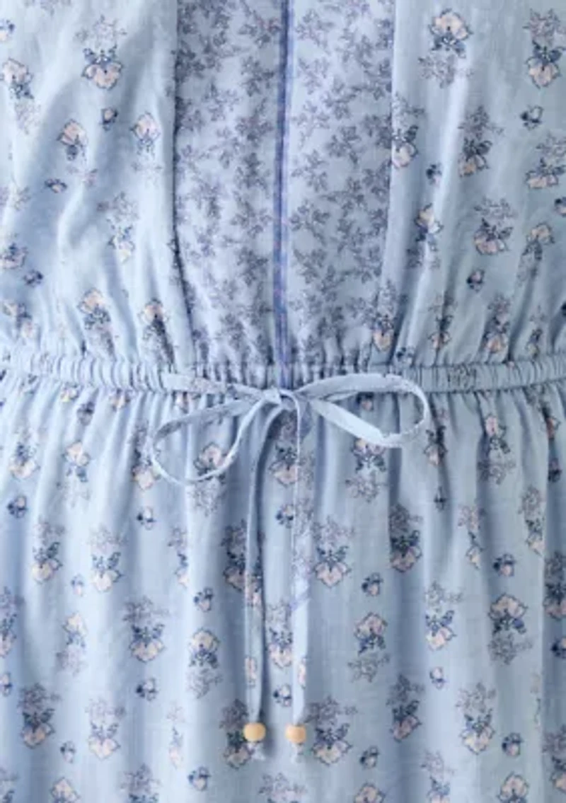 Plus Flutter Sleeve Twin Print Tiered Midi Dress