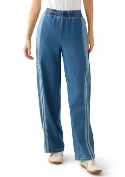 Women's Curved Yoke Wrap Around Stripe Track Pants
